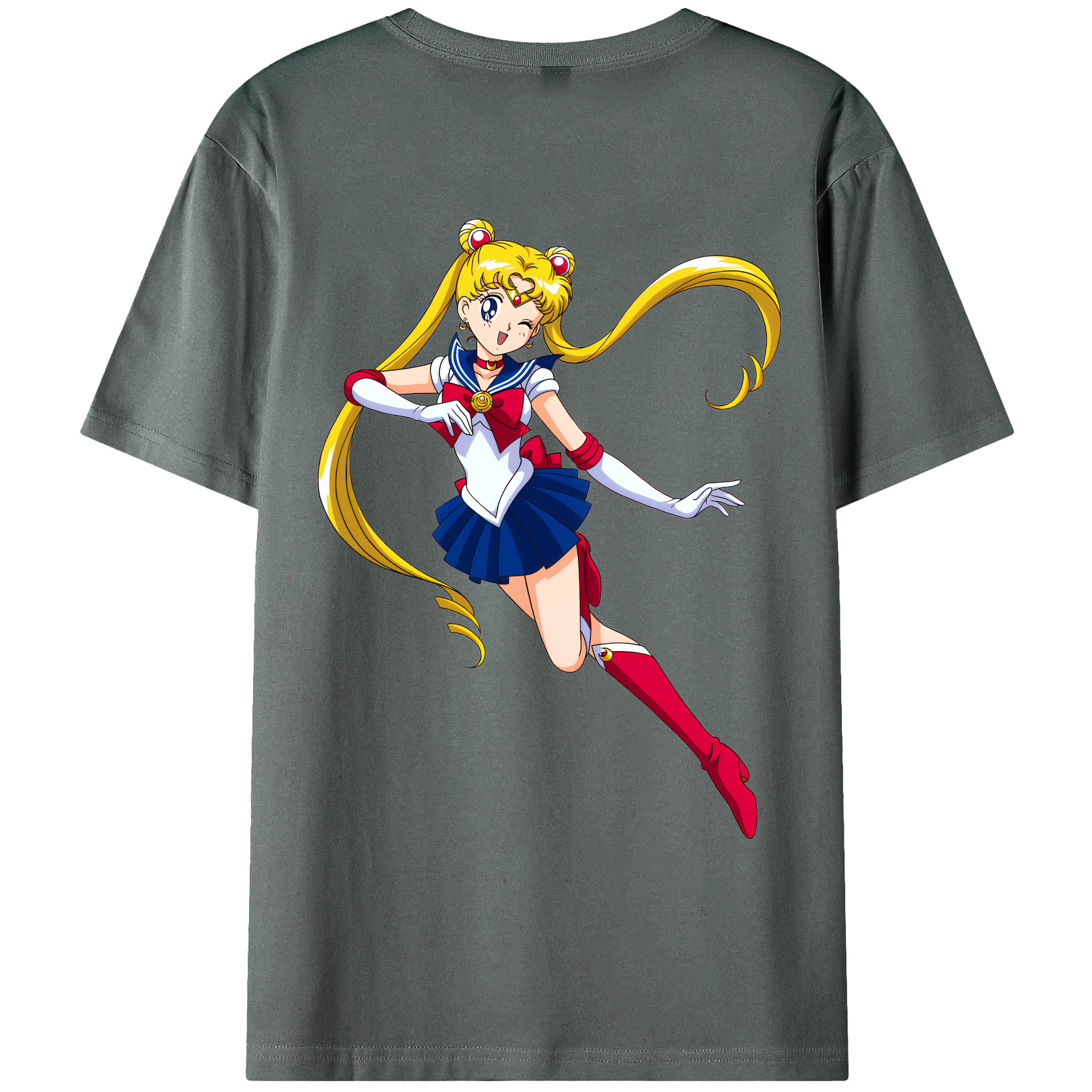 （画像用） 美少女戦士セーラームーン 月野 うさぎ つきの うさぎ Sailor Moon Tsukino Usagi 綿100％ メンズ半袖Tシャツ（バックプリント） 通気性